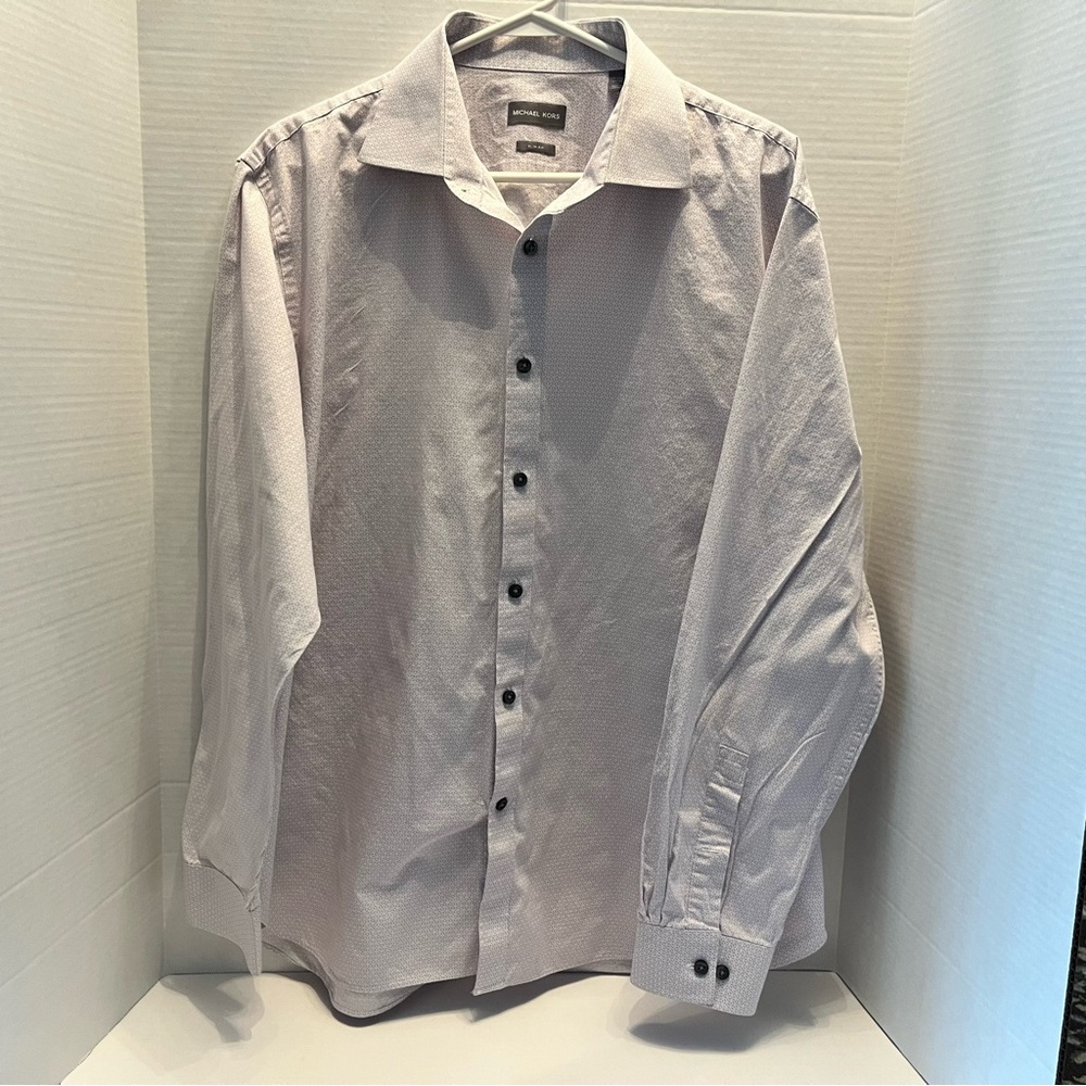 Michael Kors – Men's White/Pattern Dress Shirt– Size 17–17 1/2, 34–35, XL
